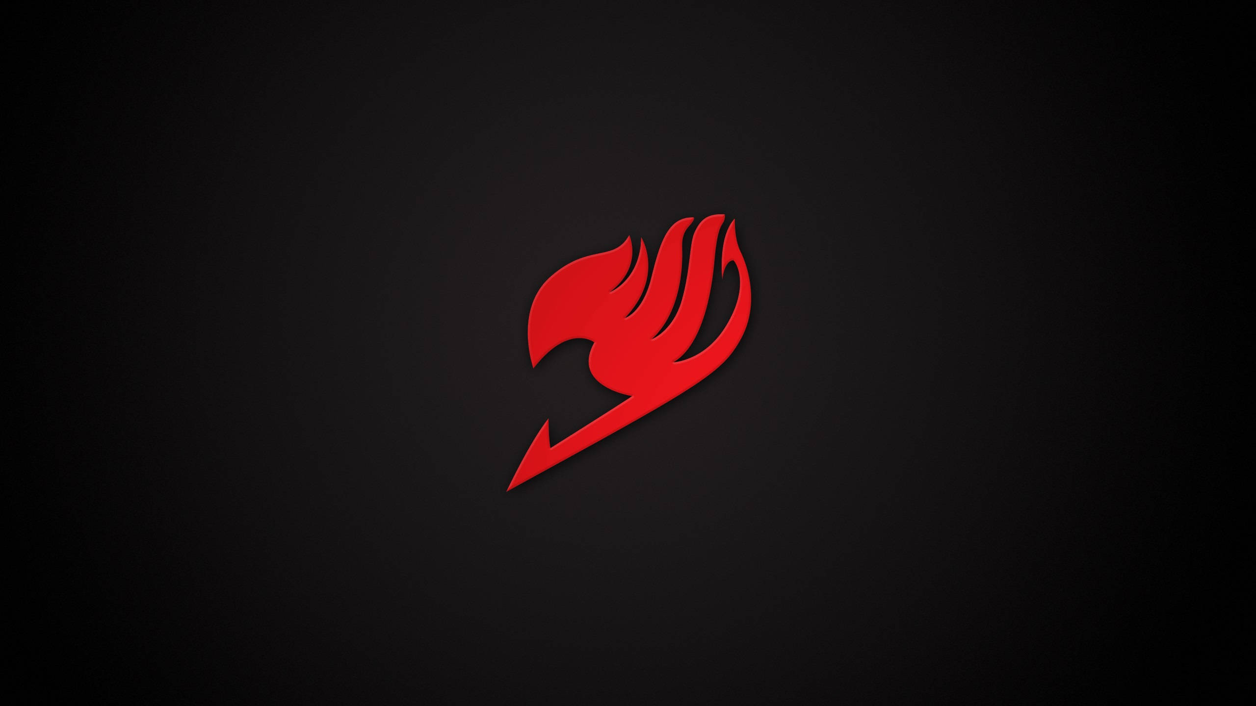 Fairy Tail, red flame-shaped logo, dark gradient background, 2K Desktop Wallpaper