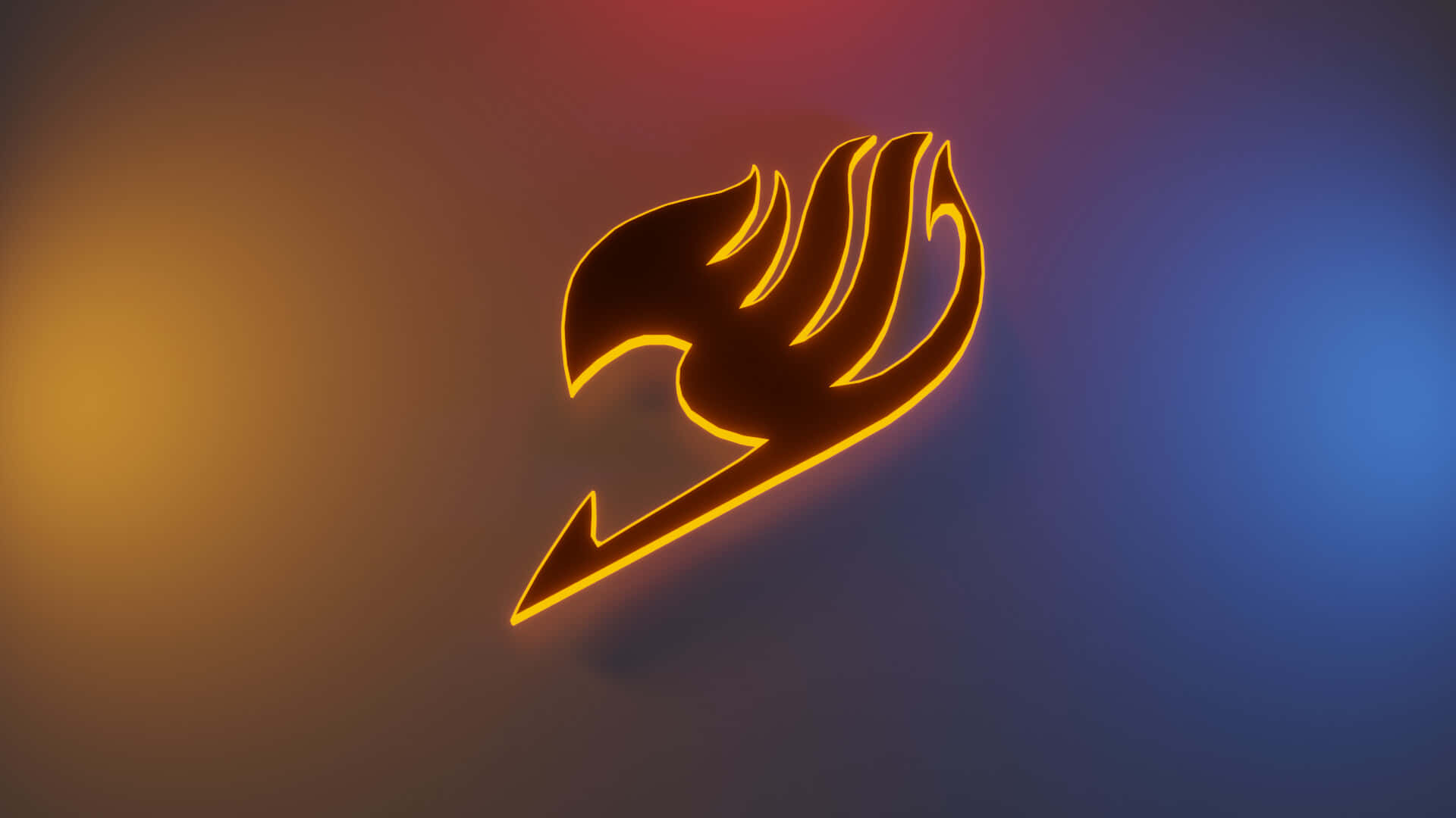 Fairy Tail, glowing golden flame logo, neon outline, Full HD Desktop Wallpaper