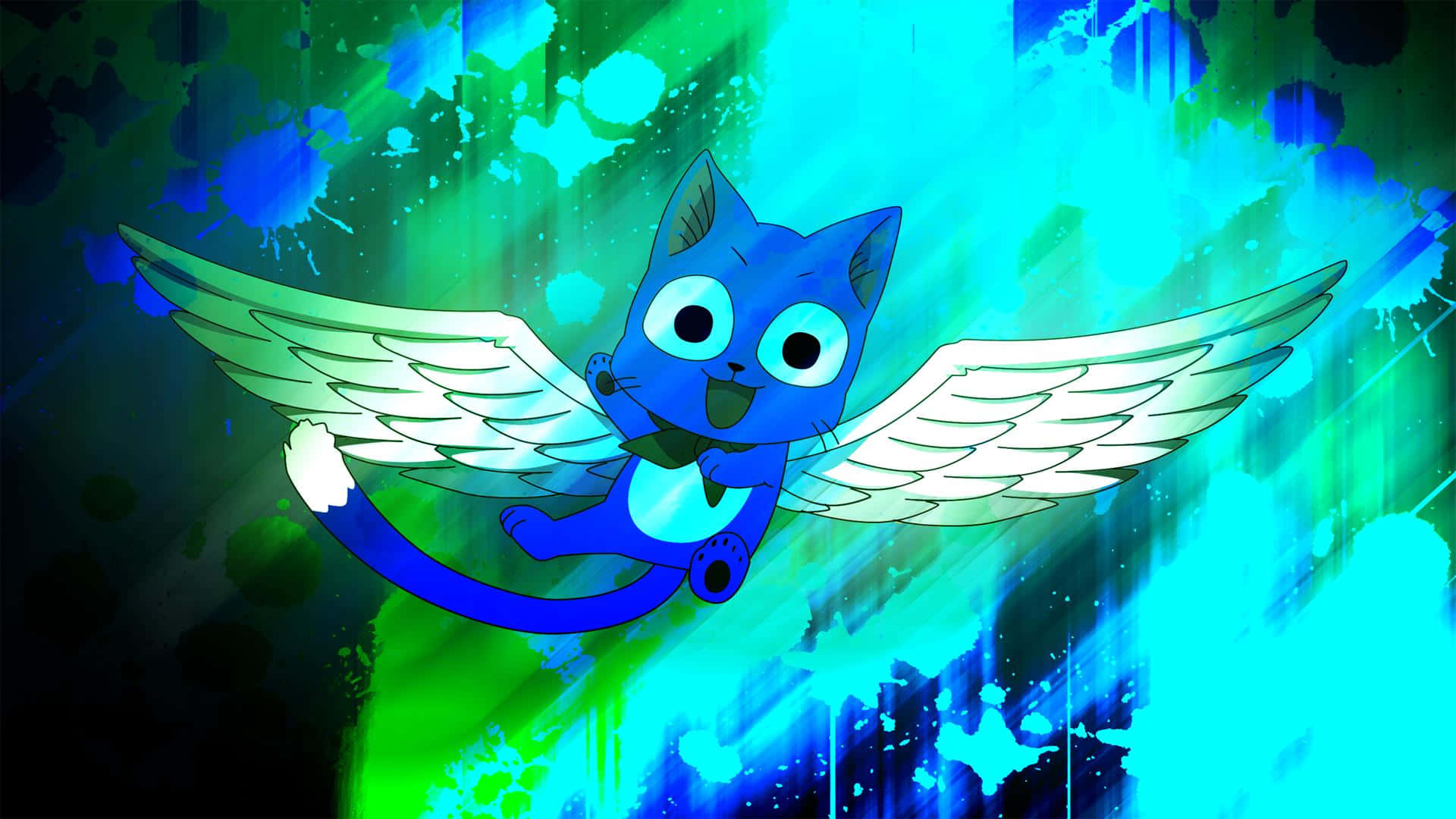 Fairy Tail, Happy, blue cartoon cat, Full HD Desktop Wallpaper