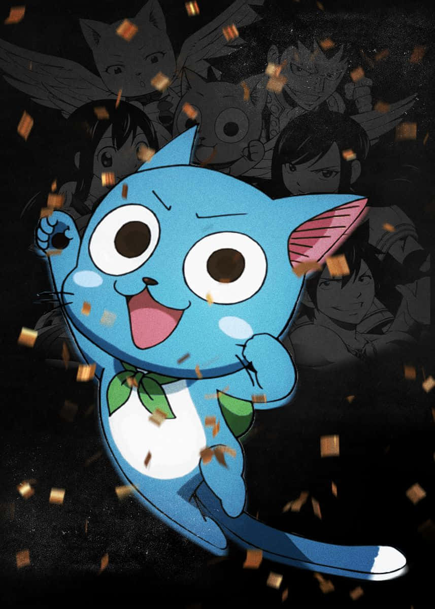 Happy, Fairy Tail, blue anime cat, SD Phone Wallpaper