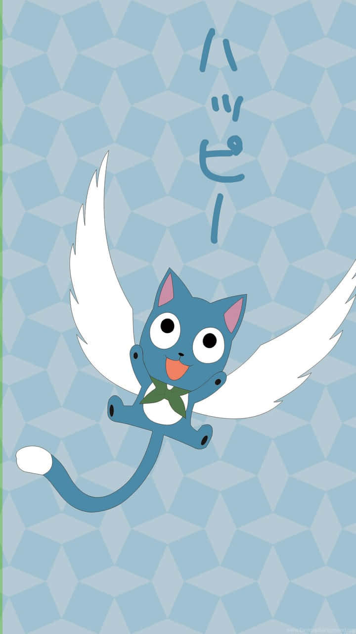 Fairy Tail, Happy, blue cartoon cat, HD Phone Wallpaper