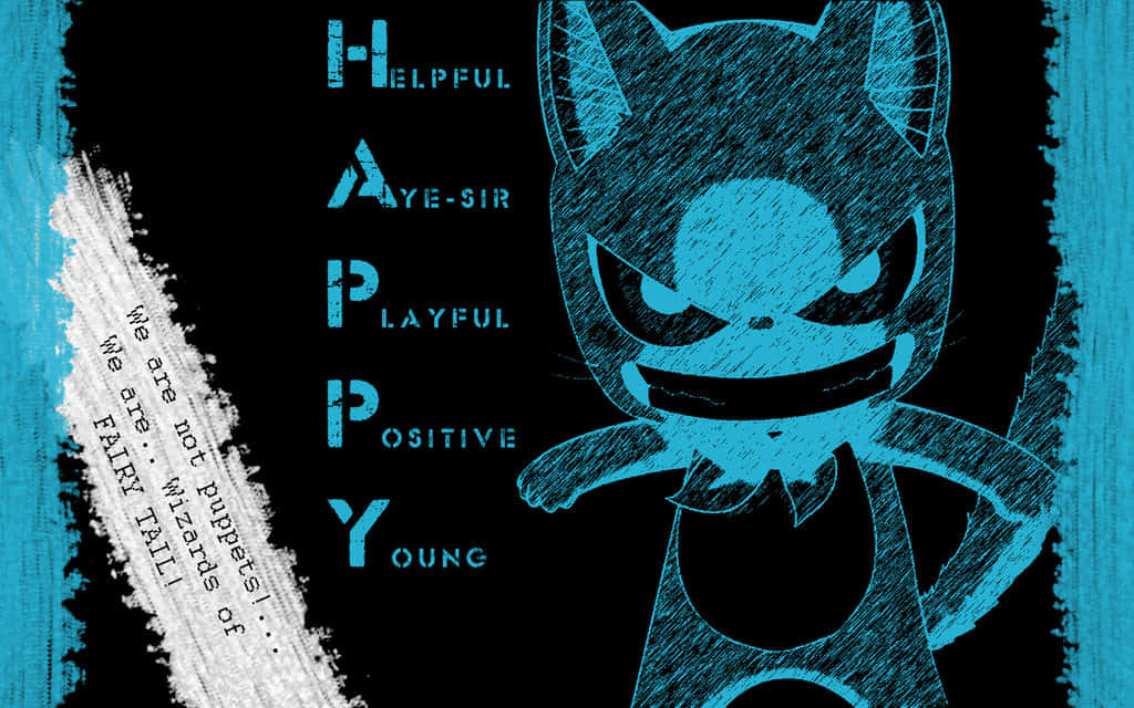 Fairy Tail Happy, blue cat character, bowtie, SD Desktop Wallpaper