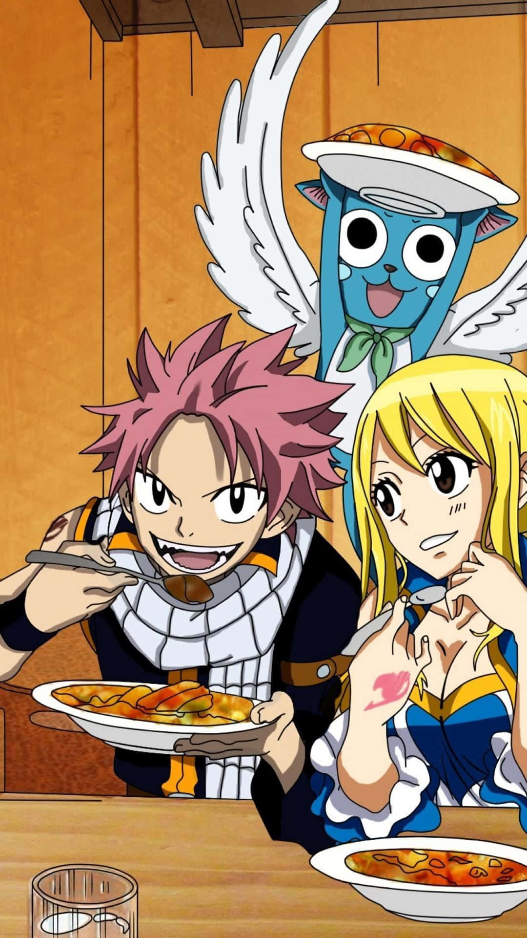 Fairy Tail, Happy, blue winged cat, Full HD Phone Wallpaper