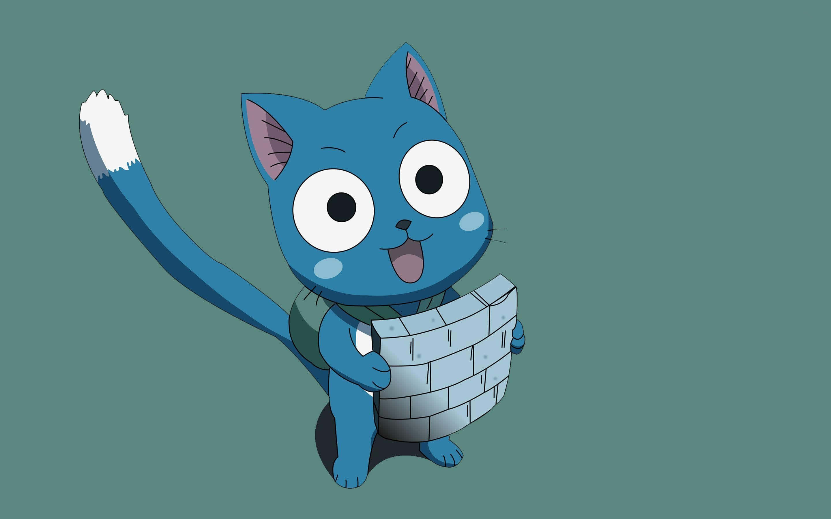 Happy, Fairy Tail, blue anime cat, 2K Desktop Wallpaper
