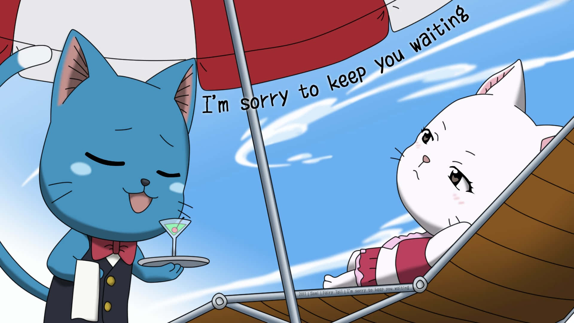Fairy Tail, Happy, blue cat, Full HD Desktop Wallpaper