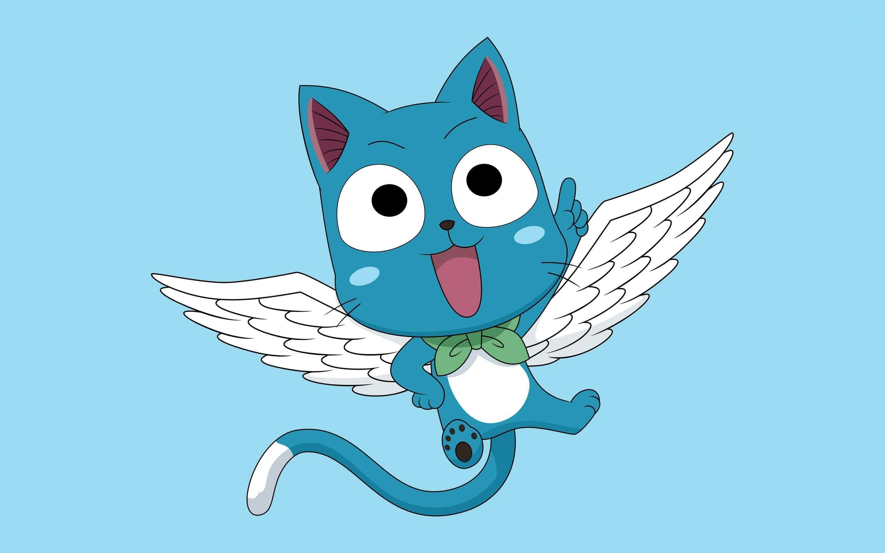 Happy, Fairy Tail, blue cat, 2K Desktop Wallpaper