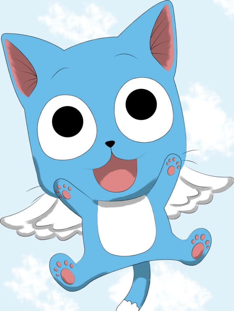 Happy, Fairy Tail, blue cat, SD Phone Wallpaper