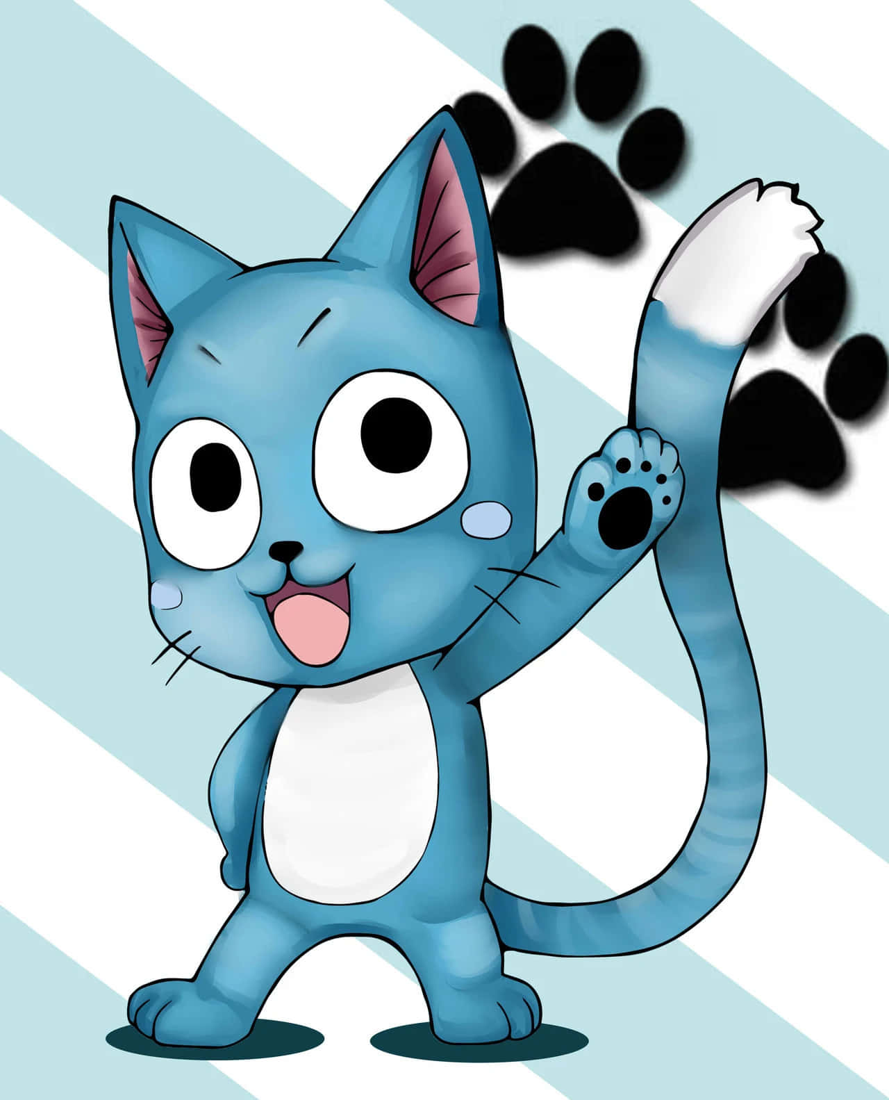 Fairy Tail, Happy, blue cat, HD Phone Wallpaper