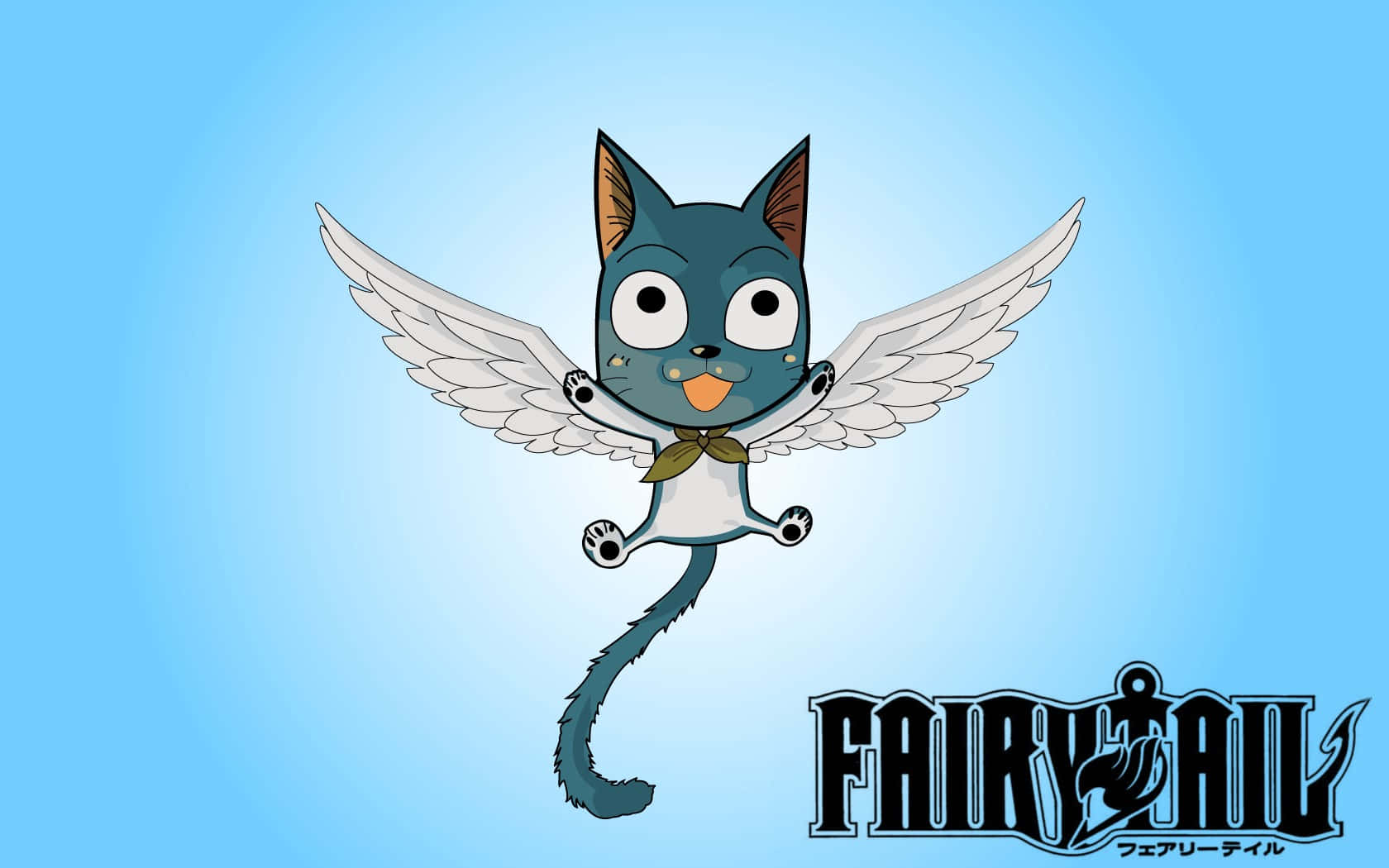 Happy, Fairy Tail, blue winged cat, HD Desktop Wallpaper