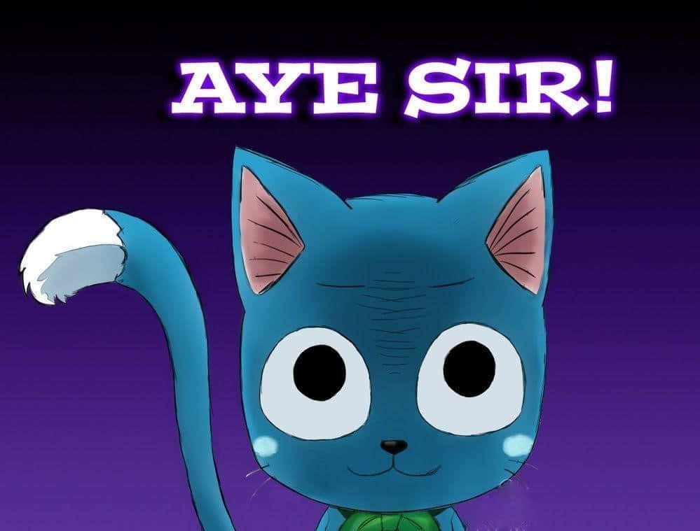 Happy, Fairy Tail, blue cartoon cat, SD Desktop Wallpaper