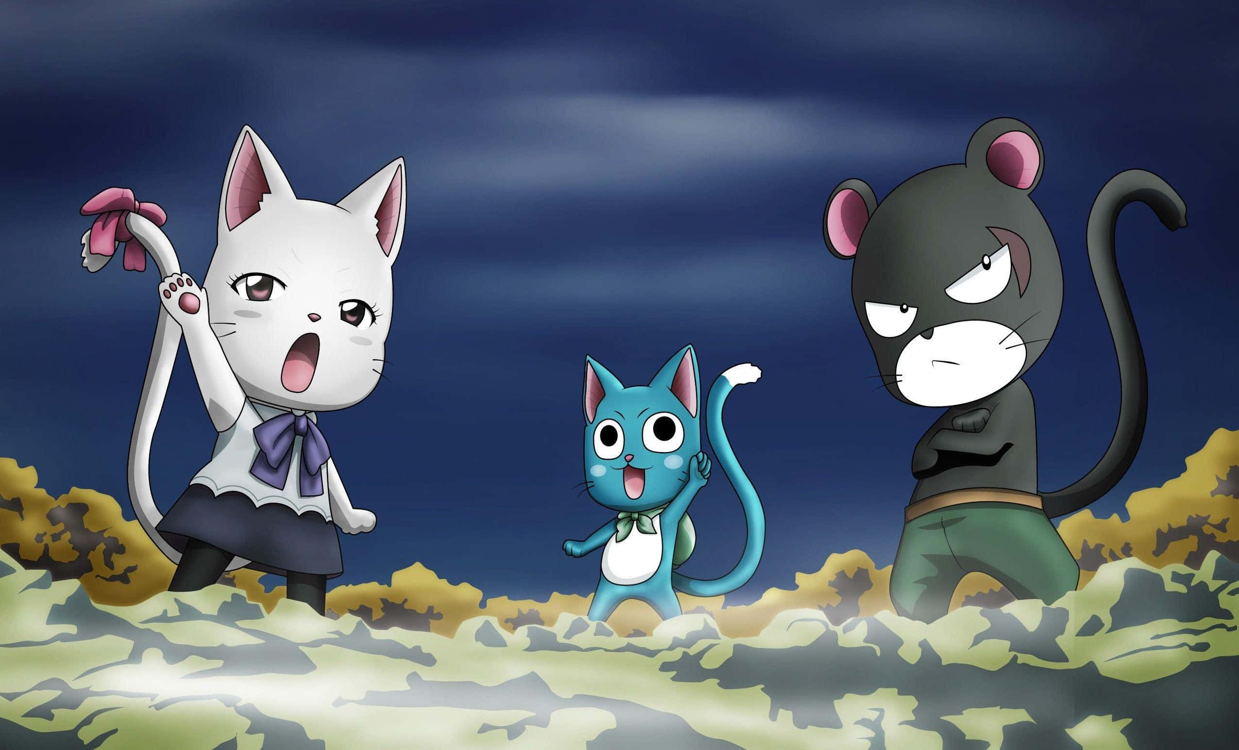 Fairy Tail, Happy, rocky field, Full HD Desktop Wallpaper