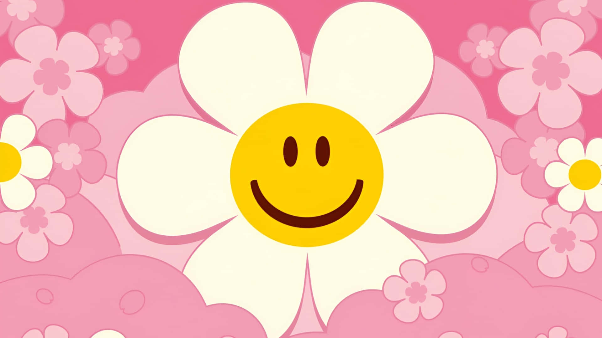 Happy, flower, yellow smiling face, Full HD Desktop Wallpaper