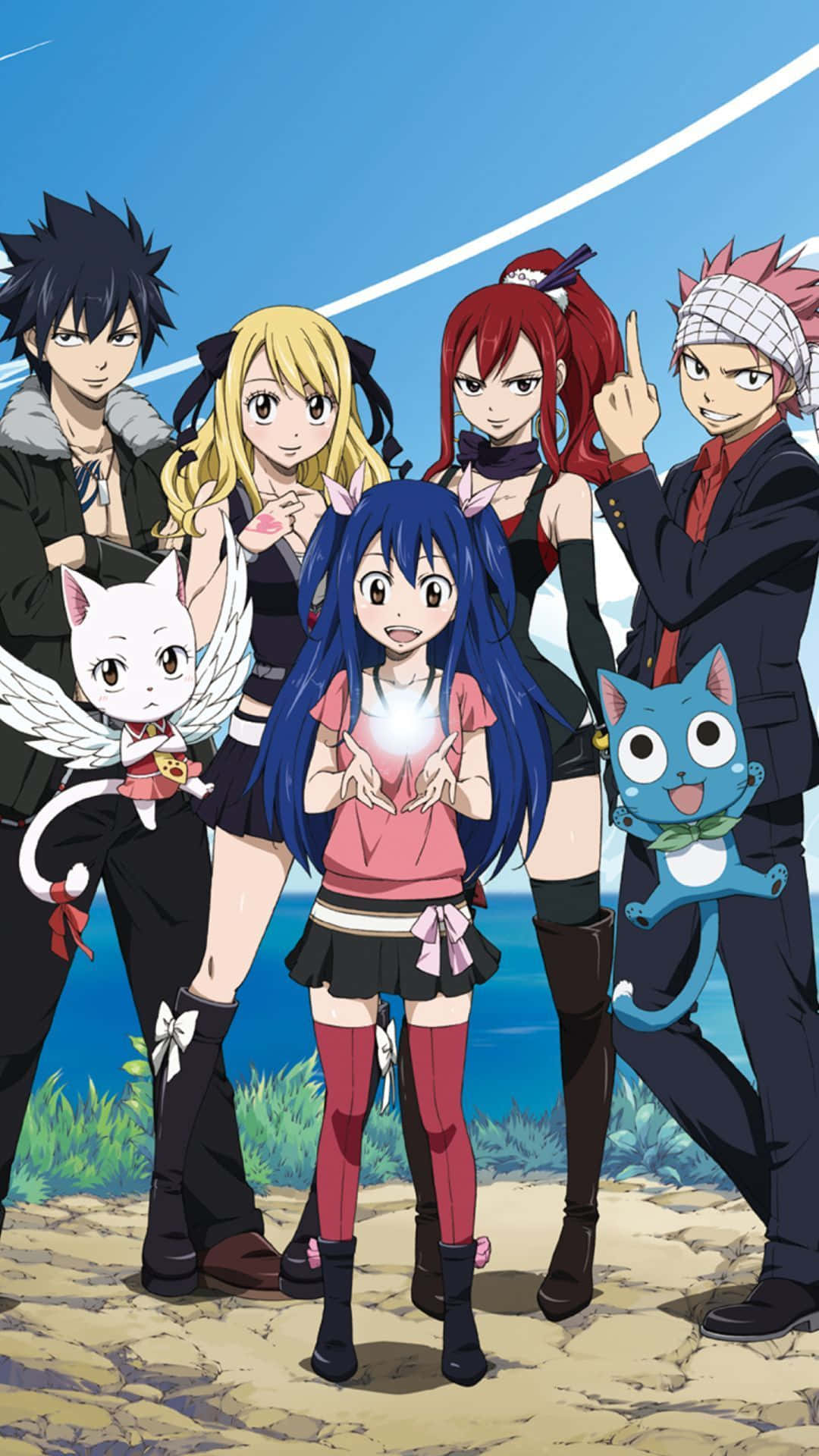 Fairy Tail, iPhone, anime group of five characters, Full HD Phone Wallpaper