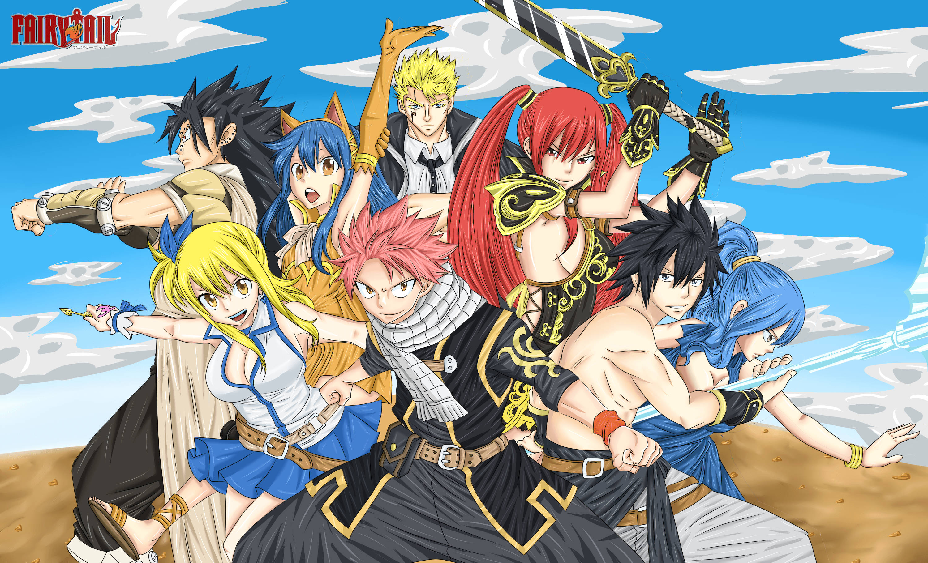 Fairy Tail, heroes, anime characters, 2K Desktop Wallpaper