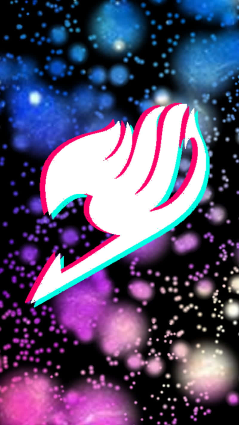 Fairy Tail Logo, white flame logo, pink and cyan 3D glitch edges, HD Phone Wallpaper
