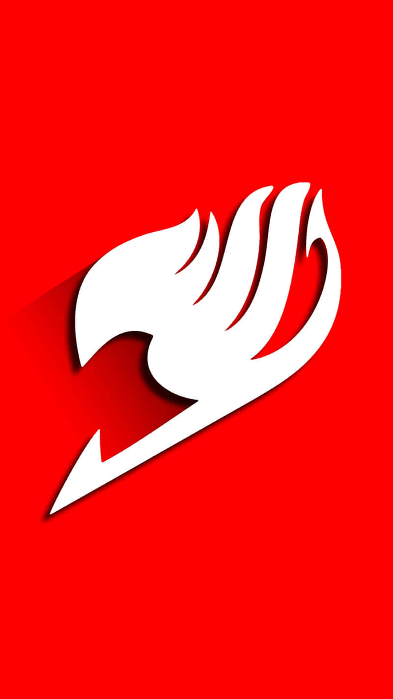Fairy Tail Logo, white stylized flame, solid red background, HD Phone Wallpaper