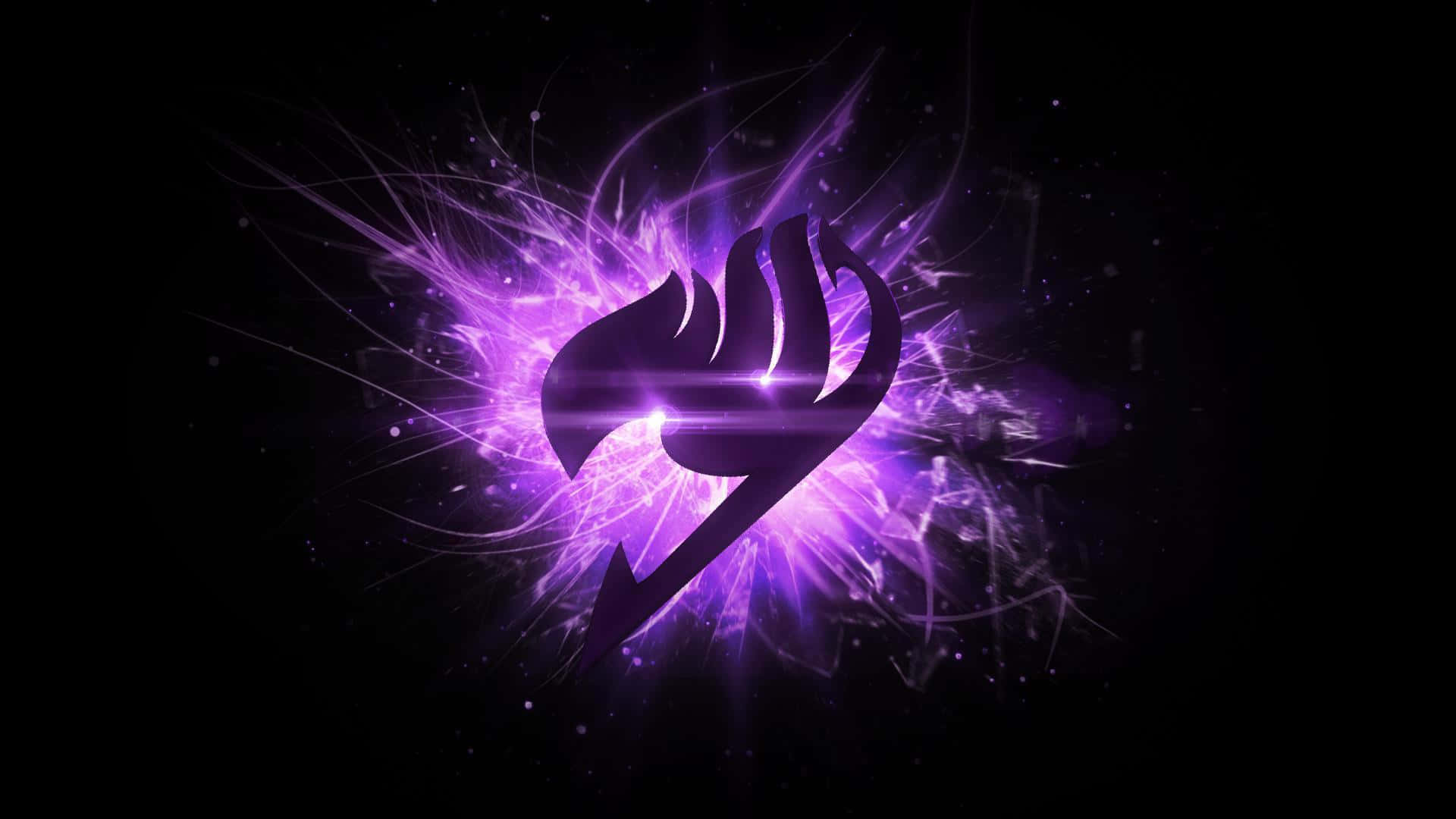 Fairy Tail Logo, glowing purple magical hand, dark cosmic background, Full HD Desktop Wallpaper