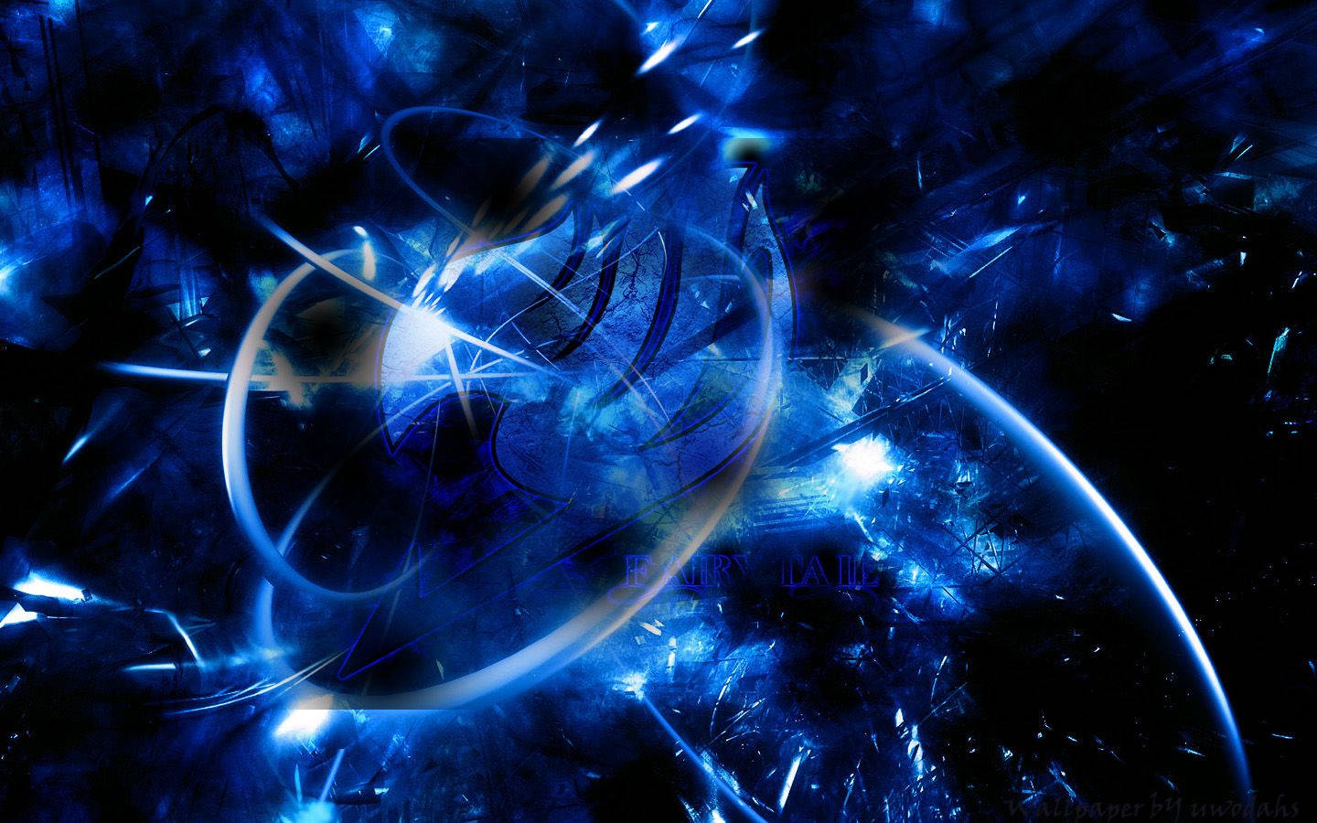 Fairy Tail, blue, glowing light streaks, HD Desktop Wallpaper