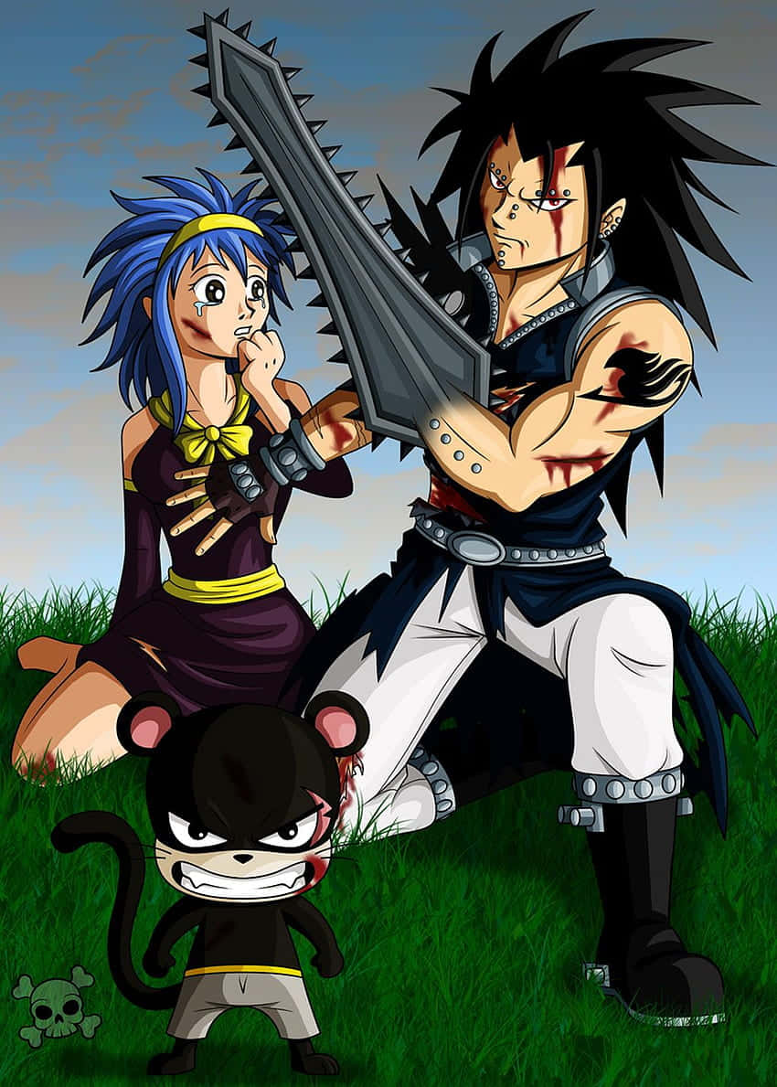 Fairy Tail, spiked sword, blue-haired girl, SD Phone Wallpaper
