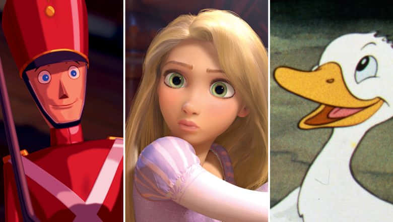 Fairy Tale, red robot guard, blonde princess in purple, SD Desktop Wallpaper