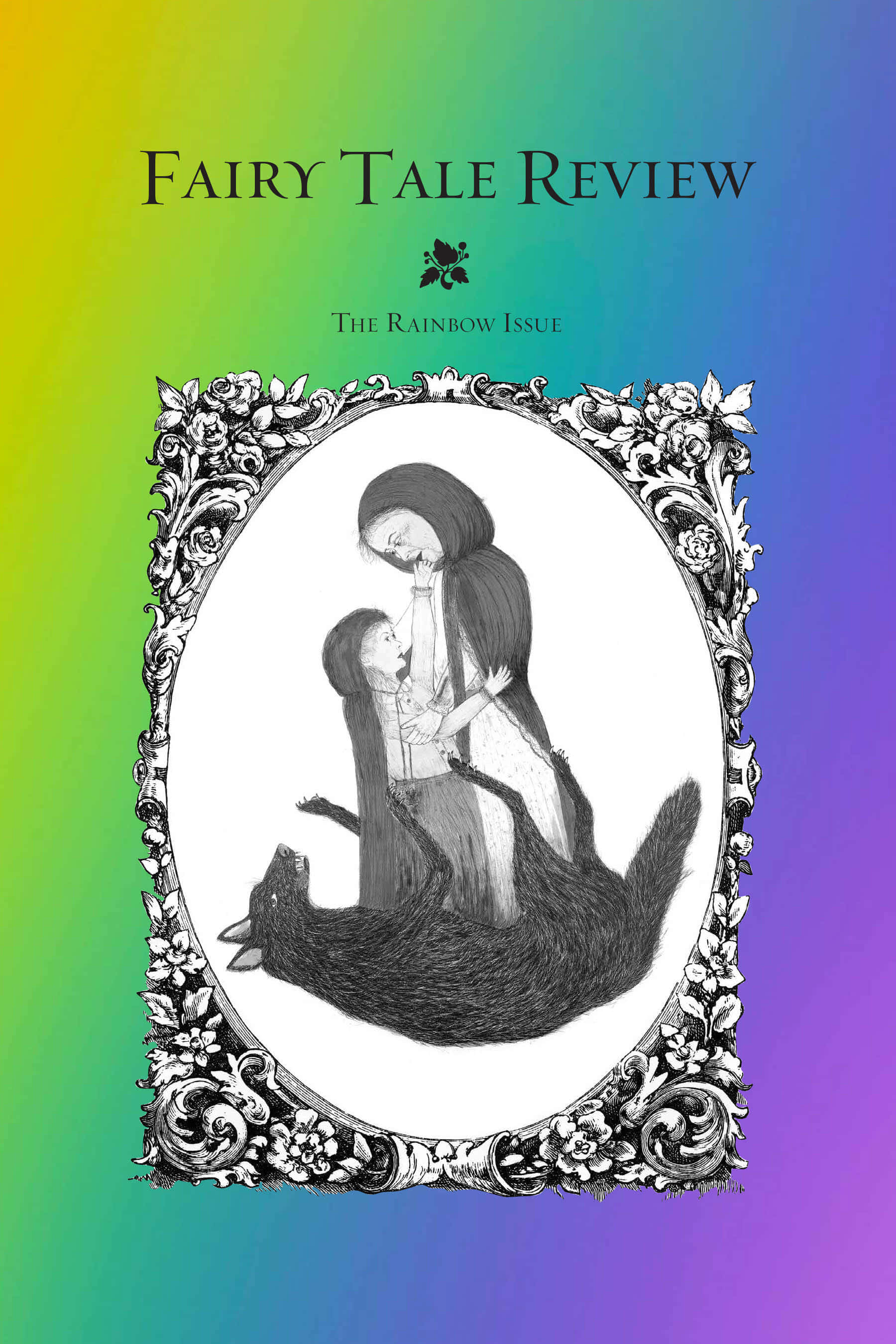 Fairy Tale, black and white illustration, woman and child embracing a wolf, 2K Phone Wallpaper