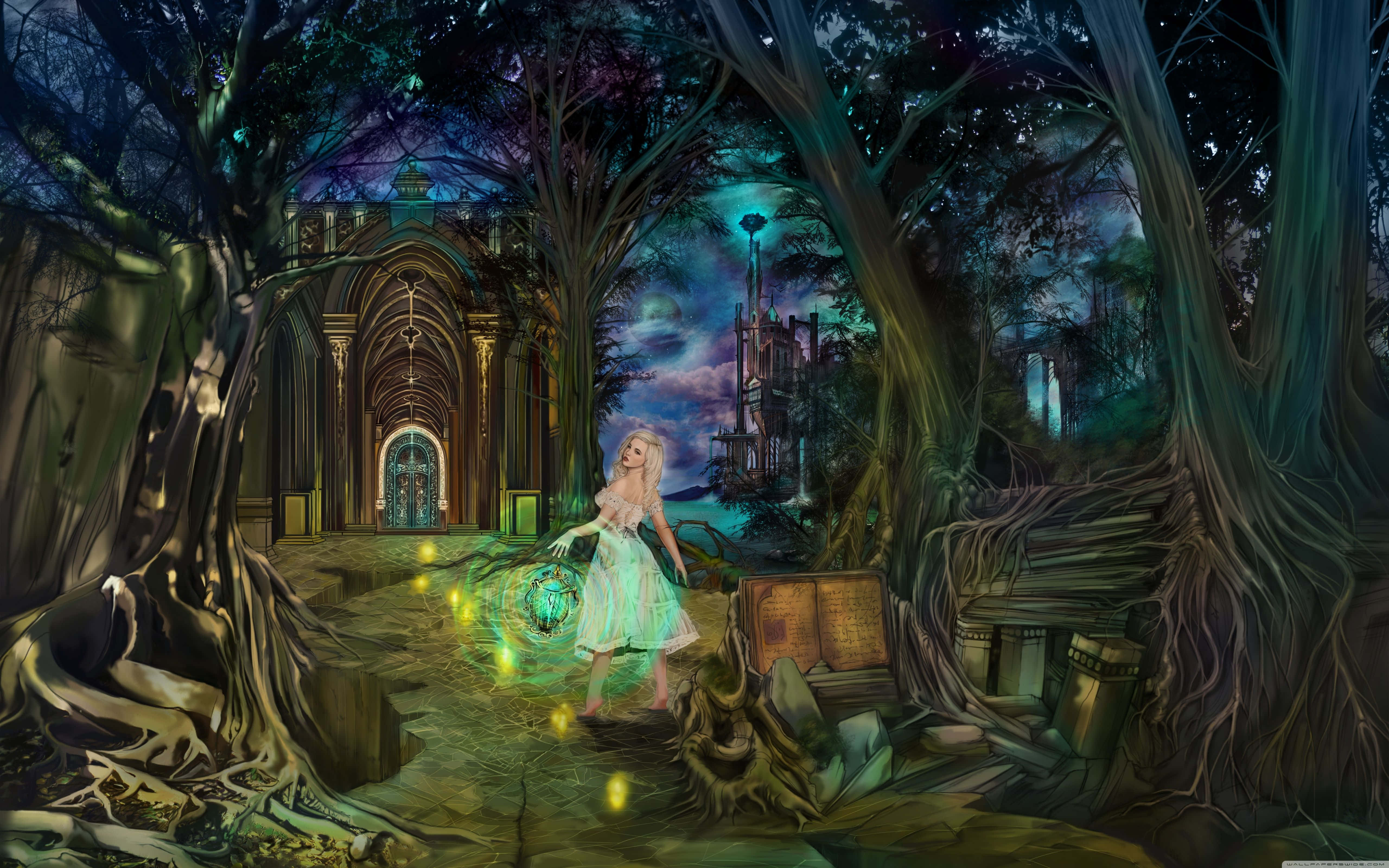 Fairy Tale, glowing girl, magical orb, 5K Desktop Wallpaper