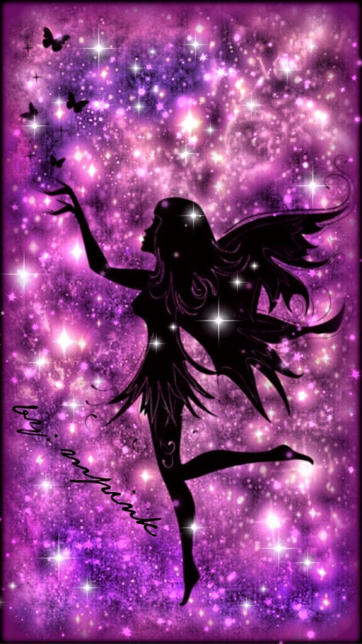 Galaxy Pink Fairy, fairy, purple stars, HD Phone Wallpaper