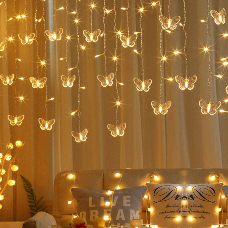 fairy lights aesthetic, butterfly string lights, warm glowing, SD Desktop Wallpaper