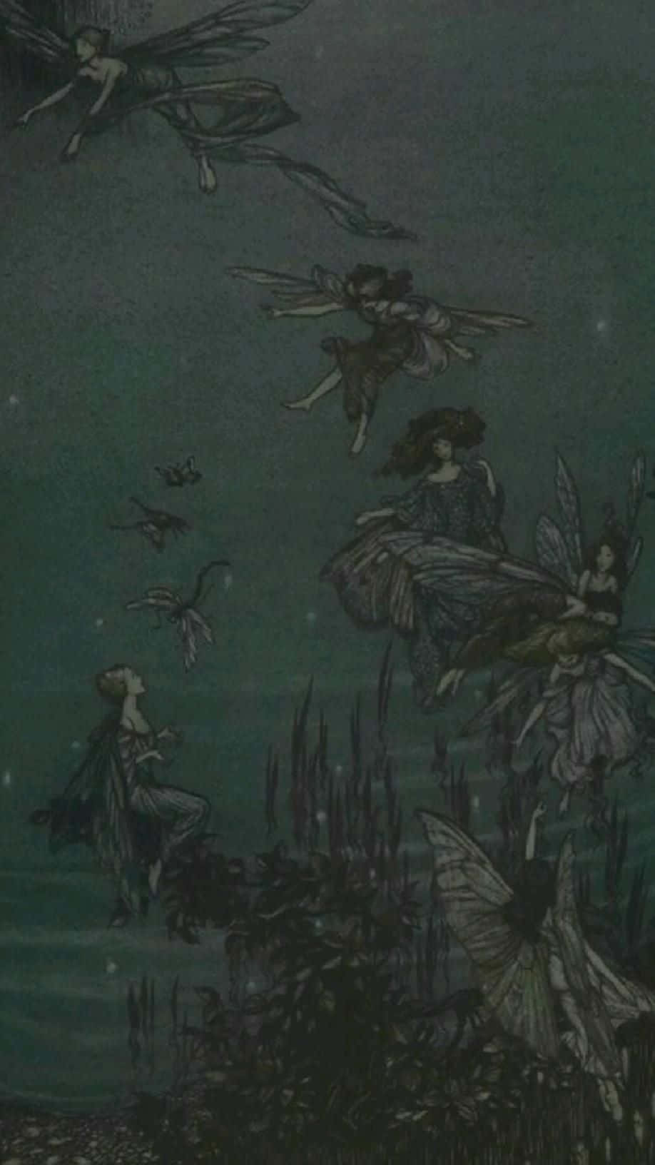Dark Fairycore, Fairy tale illustration, winged figures, HD Phone Wallpaper