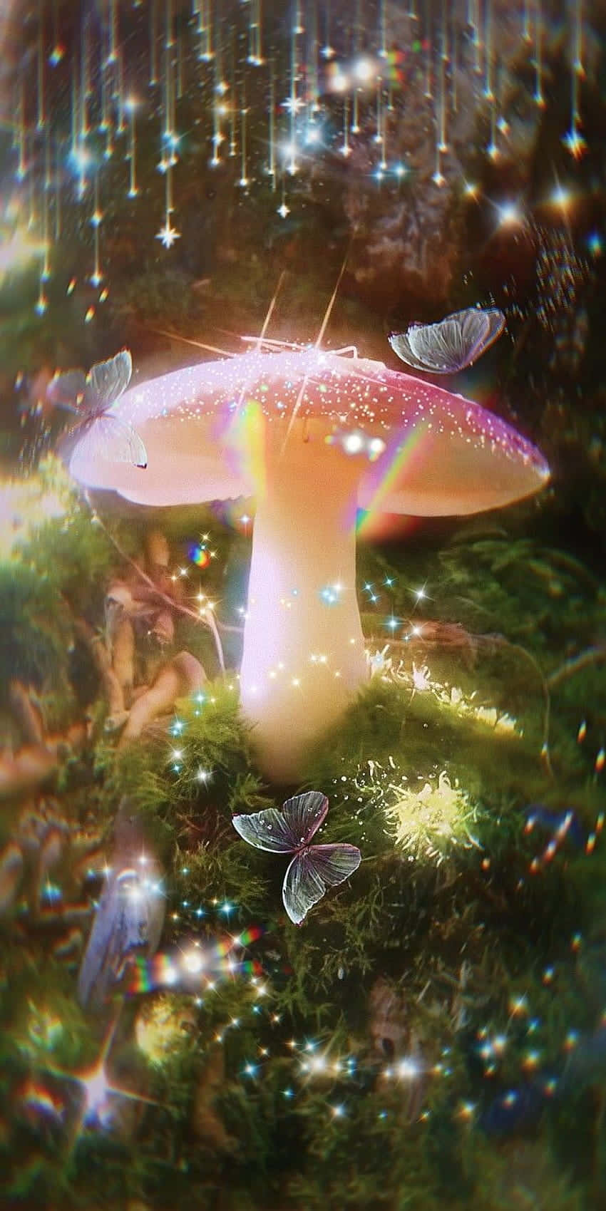enchanted mushroom glade, fairycore, glowing rainbow mushroom, HD Phone Wallpaper