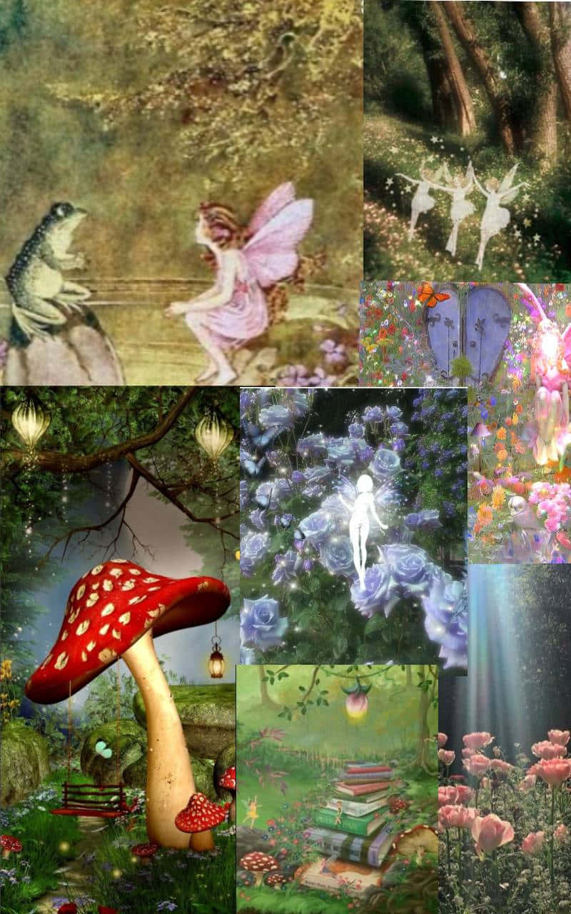 Fairycore Collage Aesthetic, fairies, glowing flowers, HD Phone Wallpaper