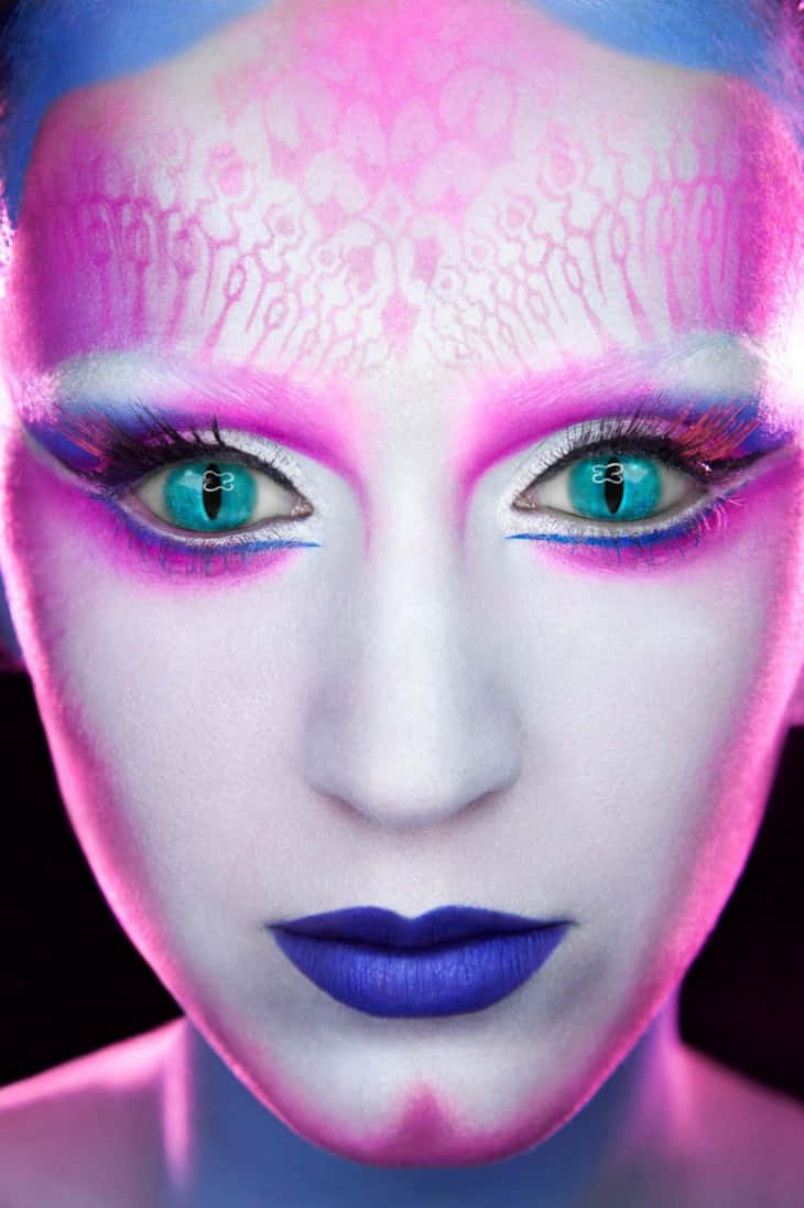fantasy fairy makeup, vibrant pink and blue neon makeup, glowing, SD Phone Wallpaper