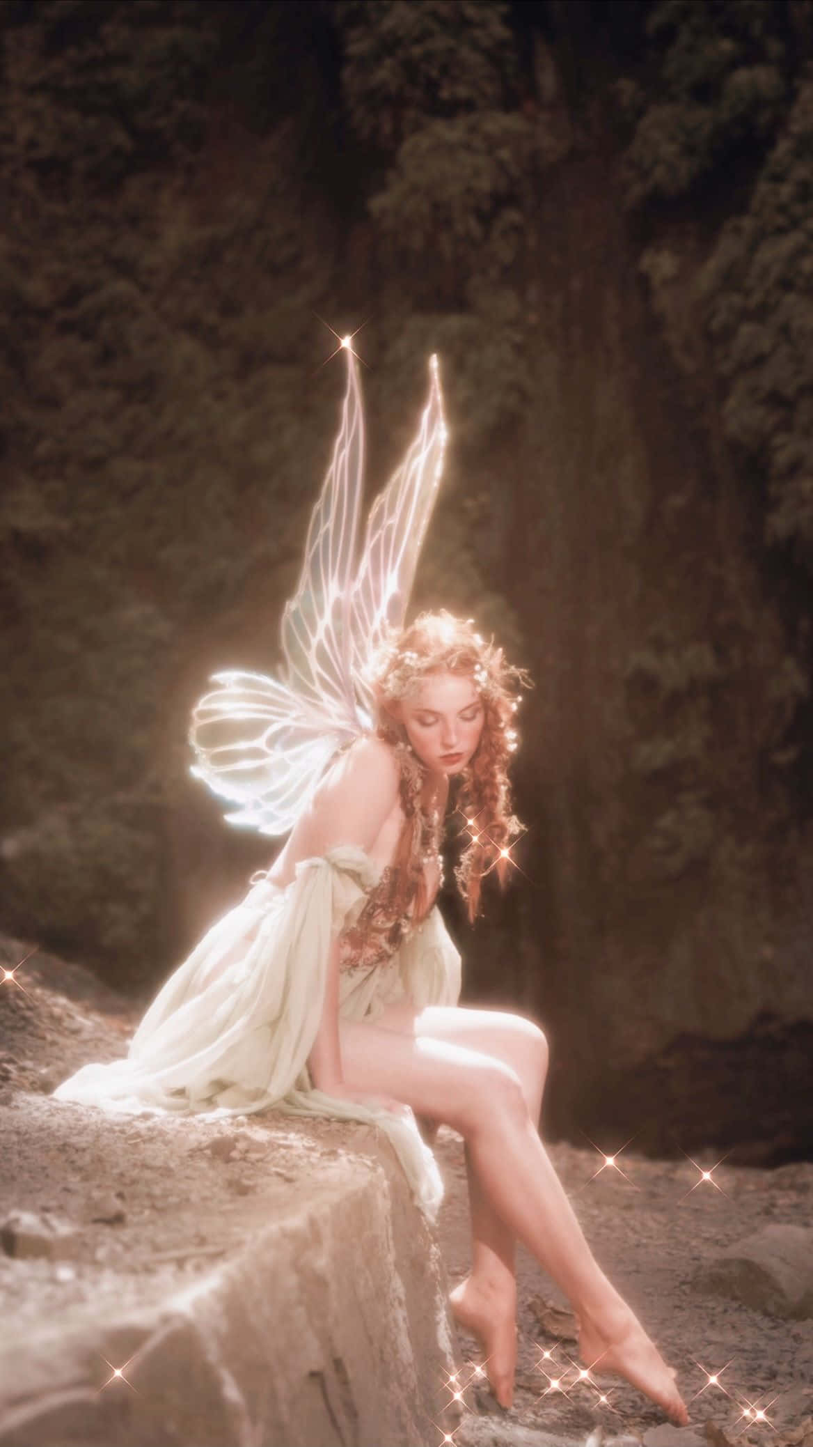 enchanted forest, fairy, translucent wings, Full HD Phone Wallpaper