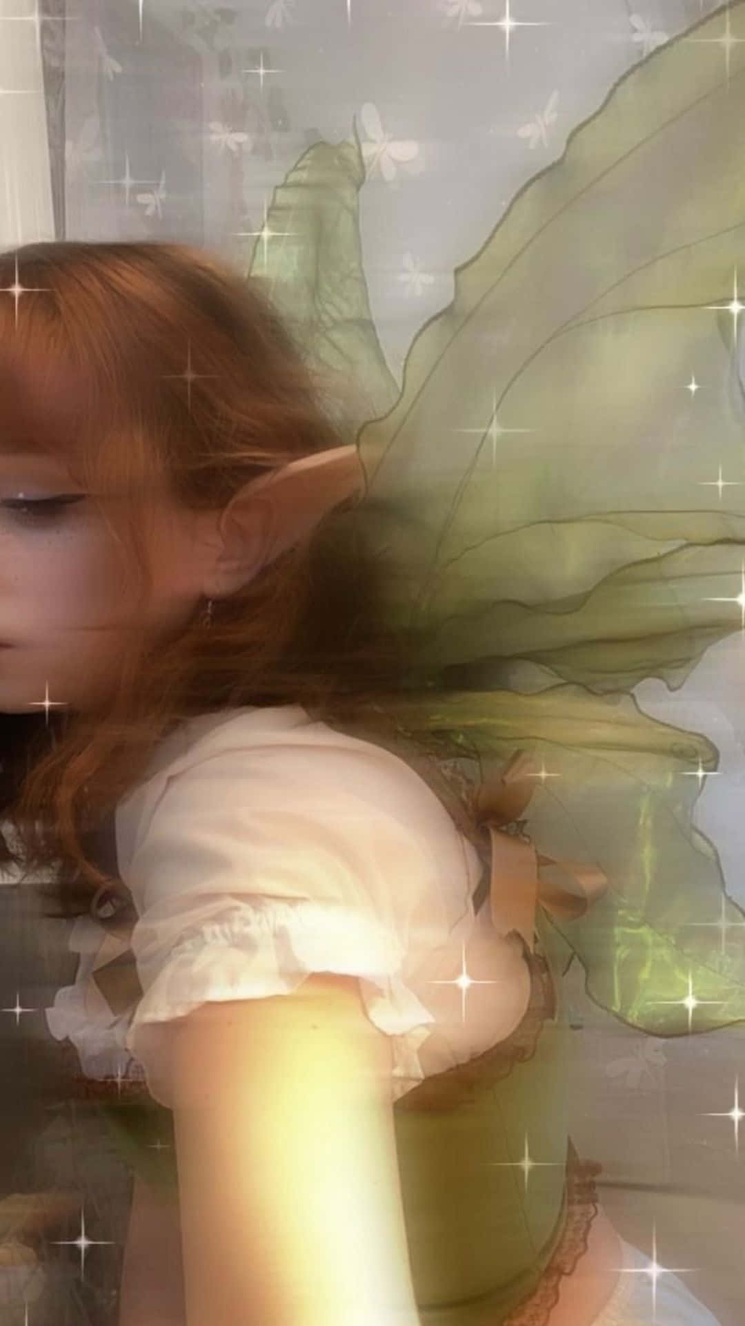 fairycore, elf ears, translucent green fairy wings, Full HD Phone Wallpaper