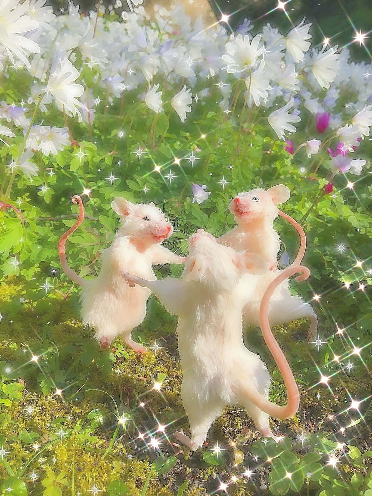 Fairycore, mice, floral glitter, HD Phone Wallpaper