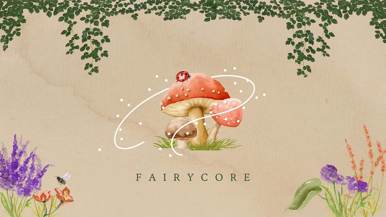 Fairycore aesthetic, red spotted mushrooms, ladybug, HD Desktop Wallpaper