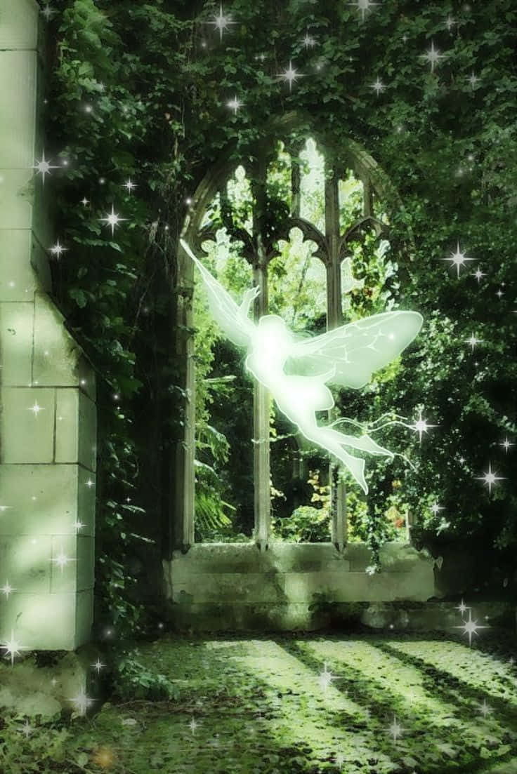 enchanted fairy garden glow, glowing translucent fairy, starry wings, SD Phone Wallpaper