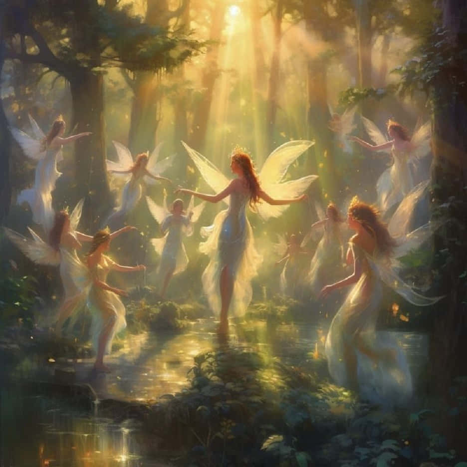 enchanted forest, fairy dance, translucent wings, SD Desktop Wallpaper