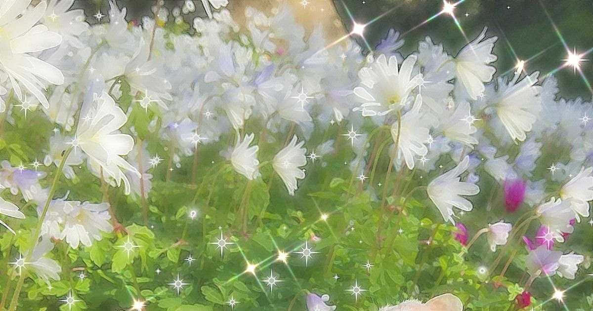 Fairycore, white daisies, green foliage, SD Desktop Wallpaper