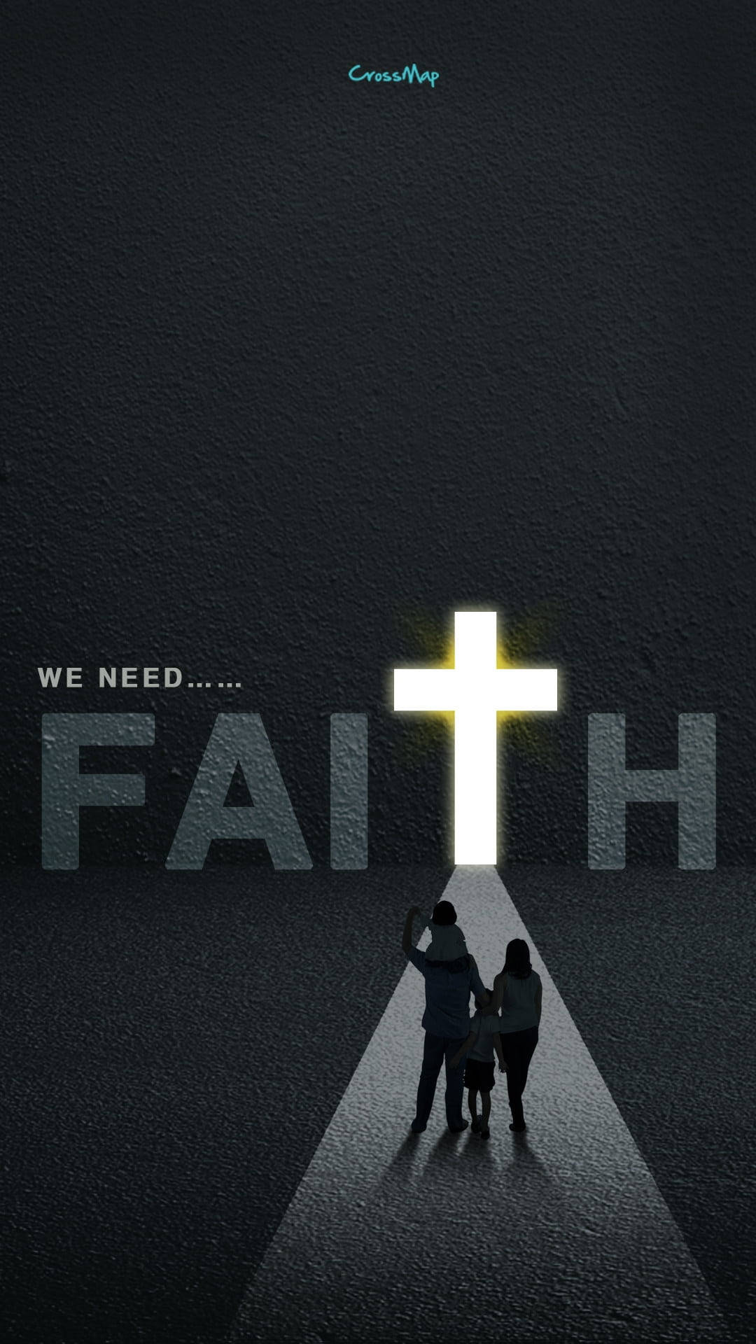 We Need Faith In God, glowing cross, dark path, Full HD Phone Wallpaper