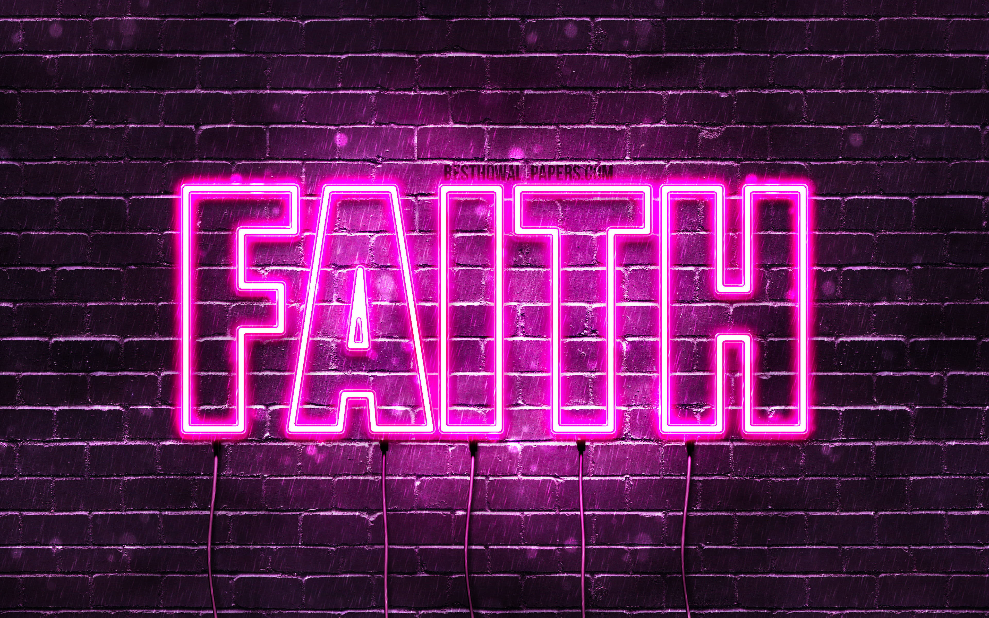 Faith, purple neon, pink neon, 4K Desktop Wallpaper