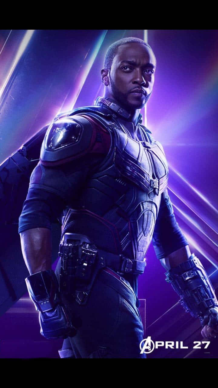 Falcon Marvel, purple neon, dark armored suit, HD Phone Wallpaper
