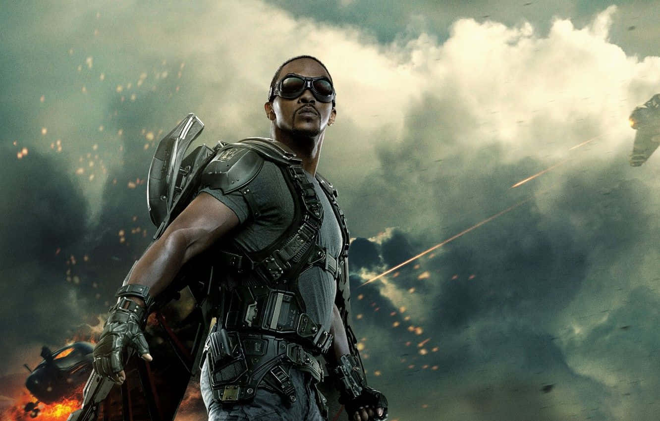 Falcon Marvel, tactical gear, fiery explosions, HD Desktop Wallpaper