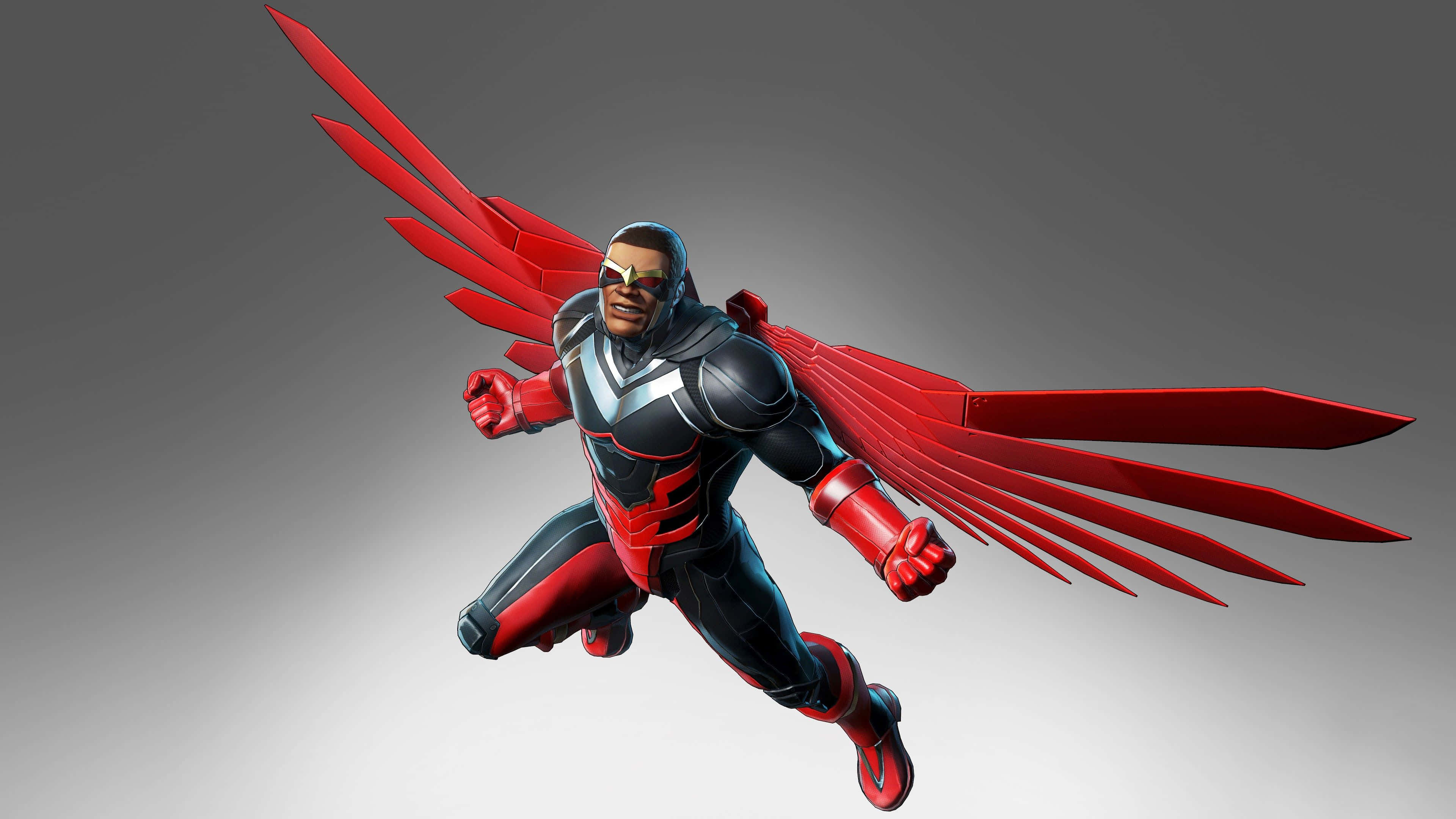Falcon Marvel, red wings, black suit, 4K Desktop Wallpaper