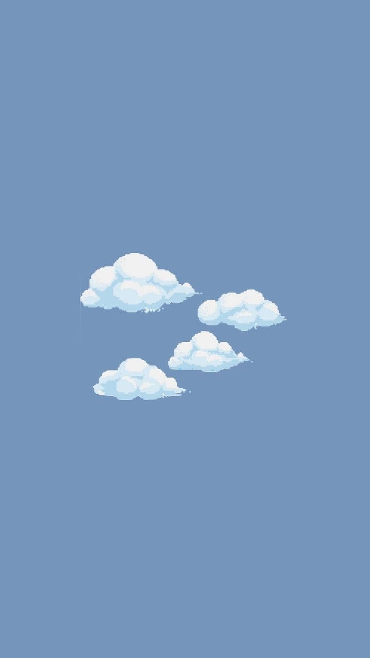 clouds, calm blue sky, minimalist pixel-art style, 2K Phone Wallpaper