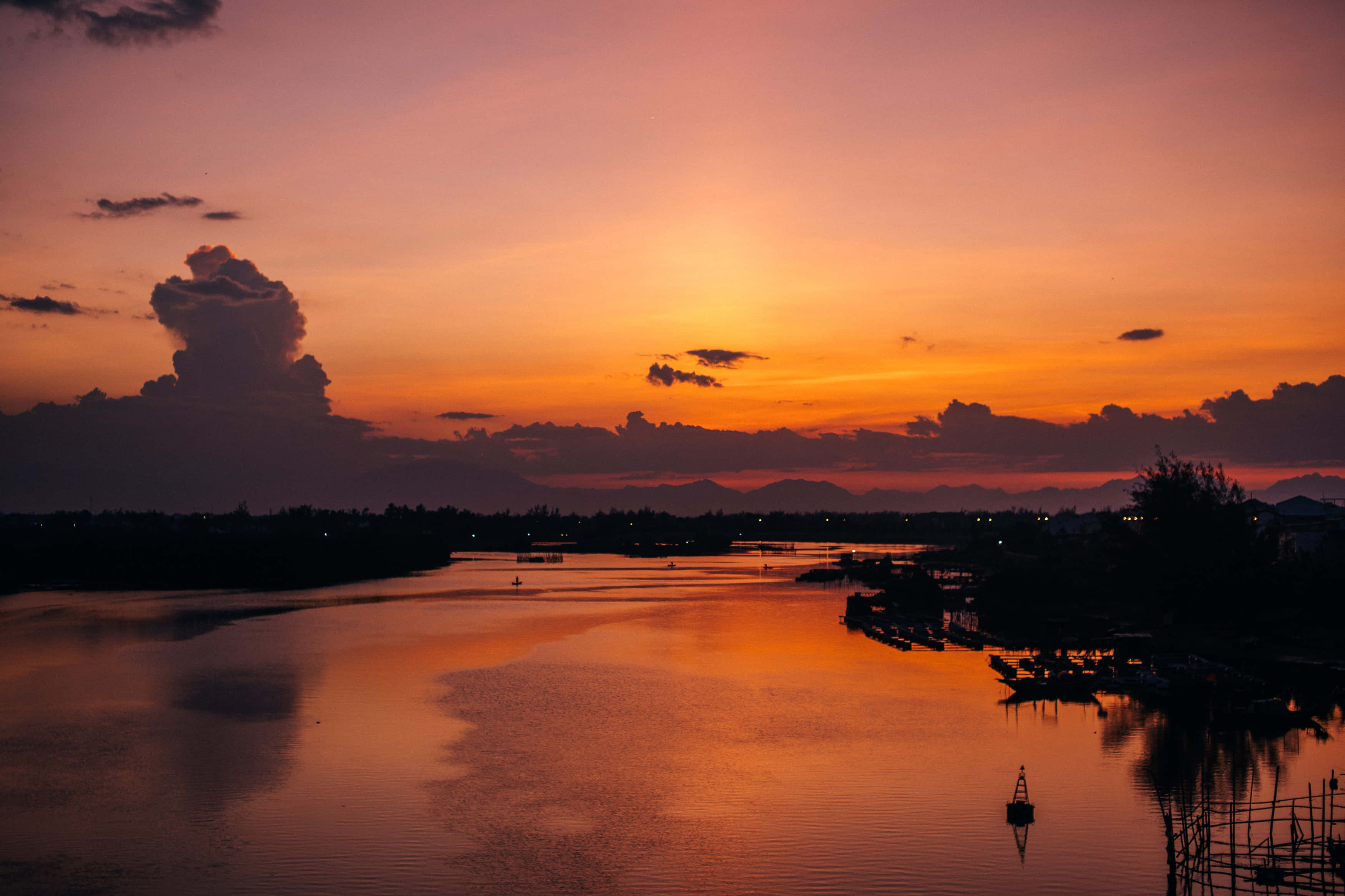 Fall Aesthetic Macbook, sunset, orange, 2K Desktop Wallpaper