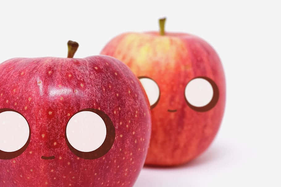 red apples, cartoon eyes, smiles, SD Desktop Wallpaper