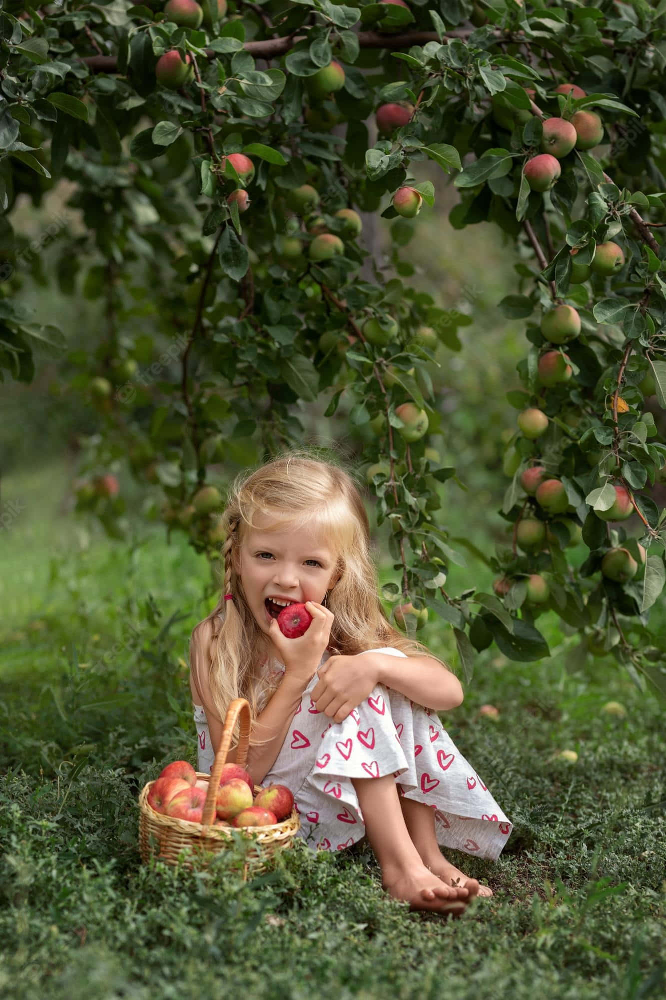 apple orchard, apple tree, red apple, Full HD Phone Wallpaper