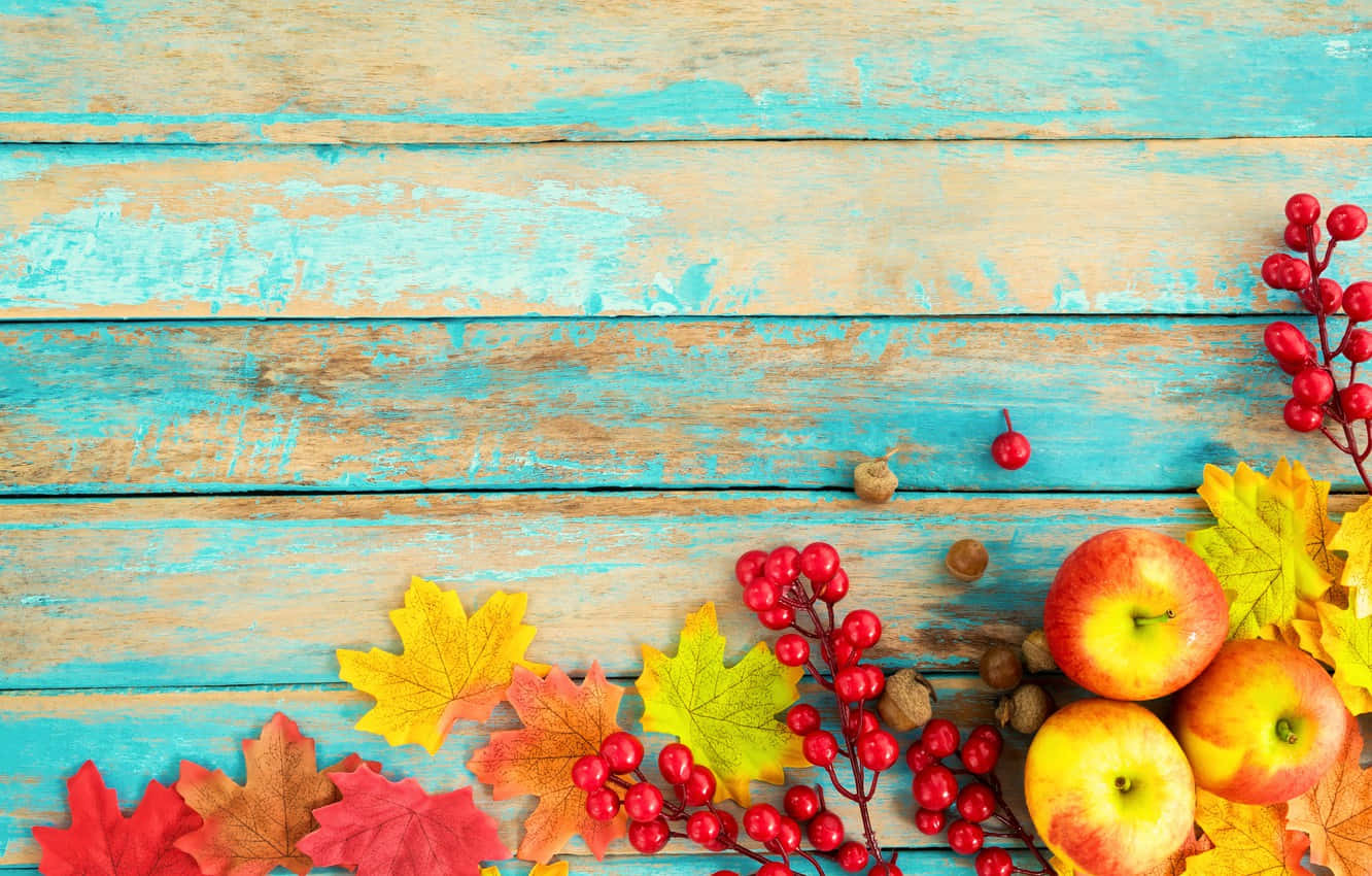 Fall Apples, autumn leaves, red yellow and orange, HD Desktop Wallpaper