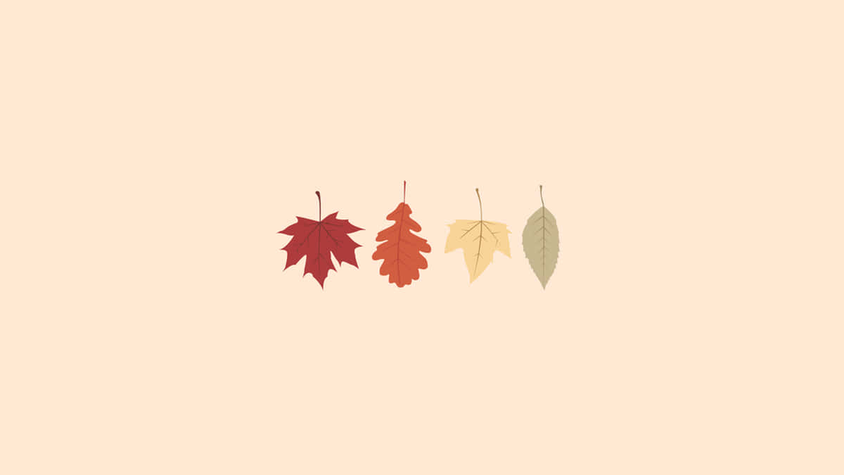 autumn leaves, red orange yellow and green, soft beige background, SD Desktop Wallpaper